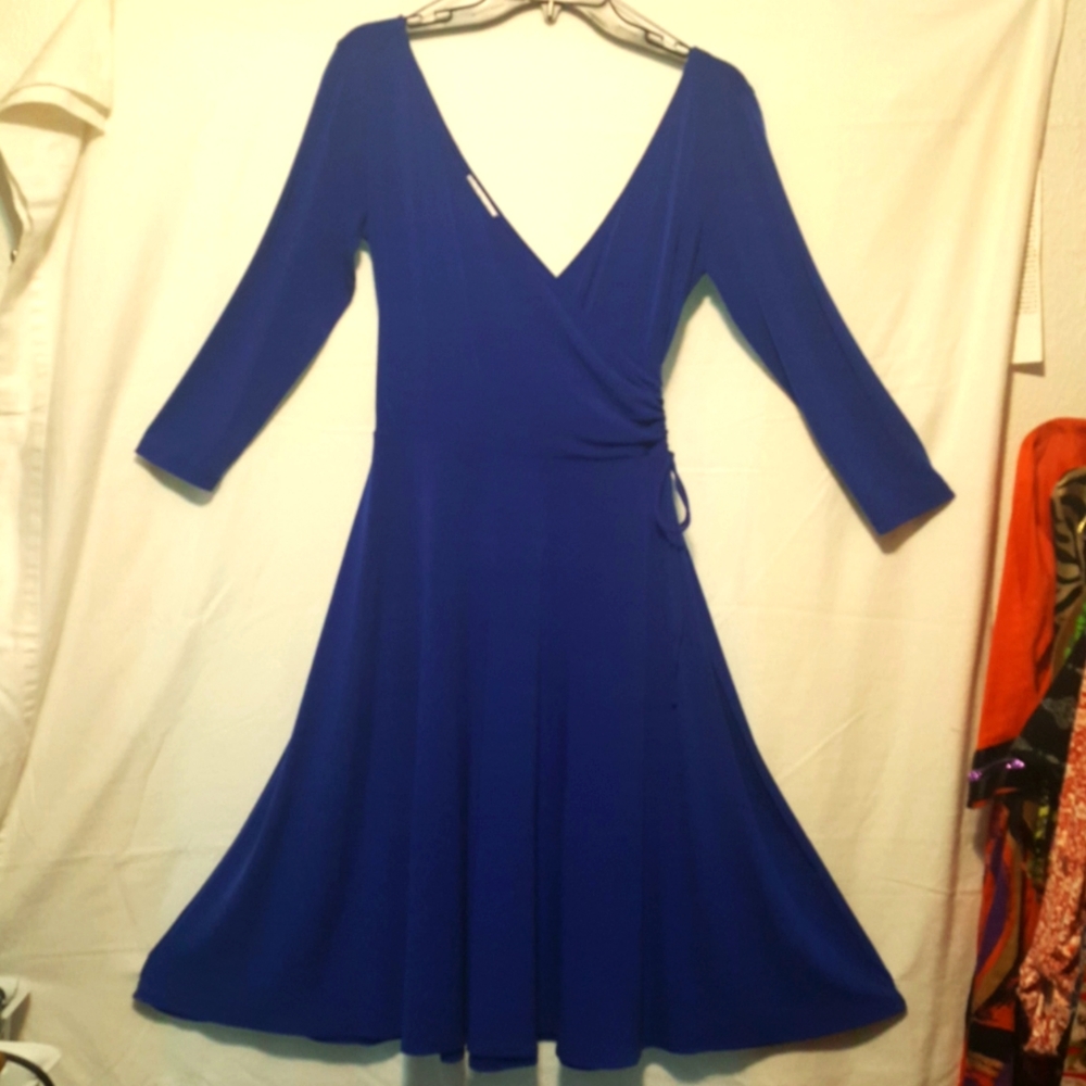 Low Cut Royal Blue Knit Dress